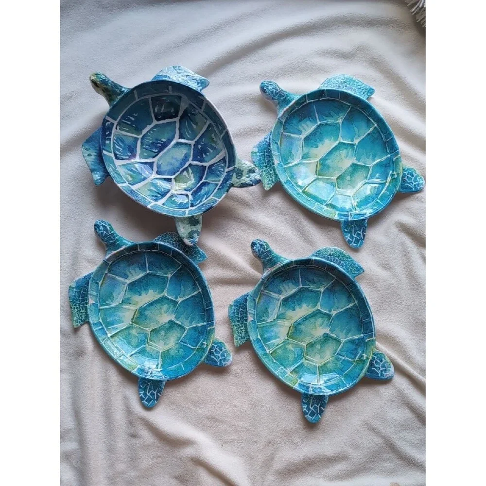 Pier 1 Melamine Sea Turtle 3 Plates And Bowl Set Coastal Decor